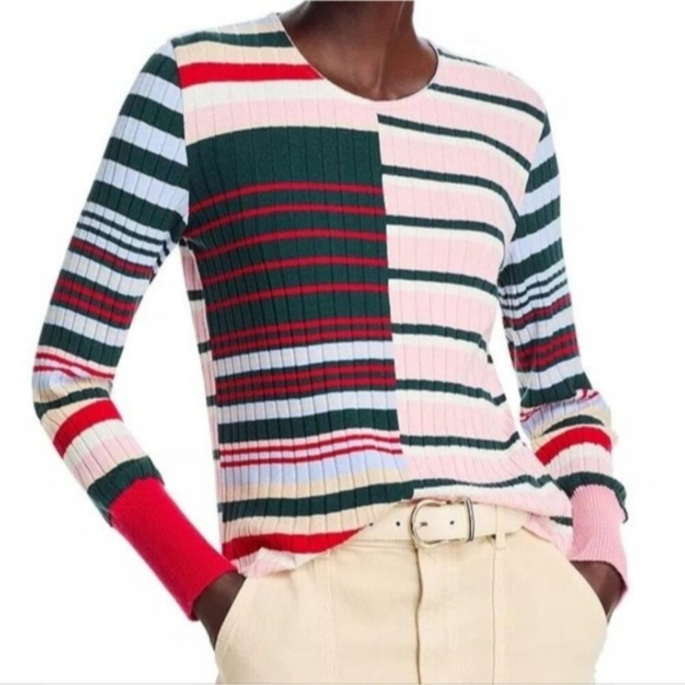 Aldo Martins Tiede Colorful Striped Knit Top Size XL New Ribbed Designer Spain